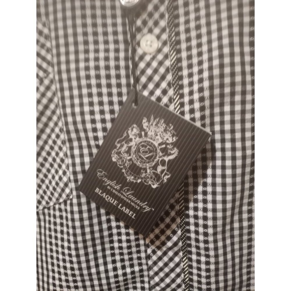 New English Laundry Shirt Mens 3XL Black Label Long Sleeve Button Up Black White - Picture 3 of 15
